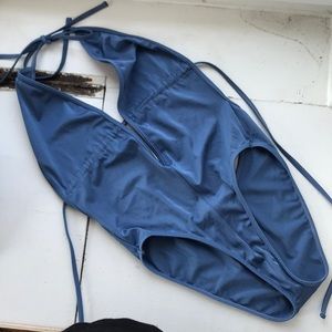 American Apparel blue one-piece, size M